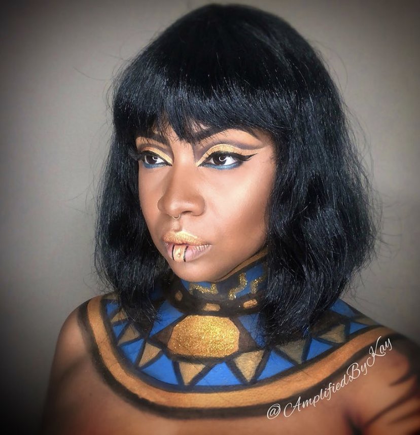 AmplifiedByKay's tweet photo. I will never let you shoot the nose off my Pharoah. 👑💄🎨🖌#Halloween2018 #EgyptianGoddess #Queen #Melanin #Monarchy #BodyPaint #ProMUA #SCMUA #CharlestonMUA #NCMUA #ATLMUA #HoustonMUA #DallasMUA #LasVegasMUA #LAMUA #NYMUA #MiamiMUA #AmplifiedBeauty #AmplifiedByKay https://t.co/qkGFitoMJ5