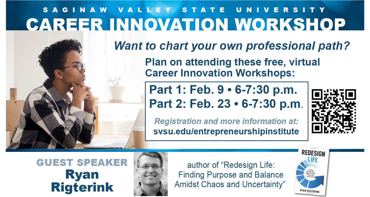 Second part of Career Innovation Workshop is this Tuesday at 6 PM. To register go to: 
svsu.edu/entrepreneursh…