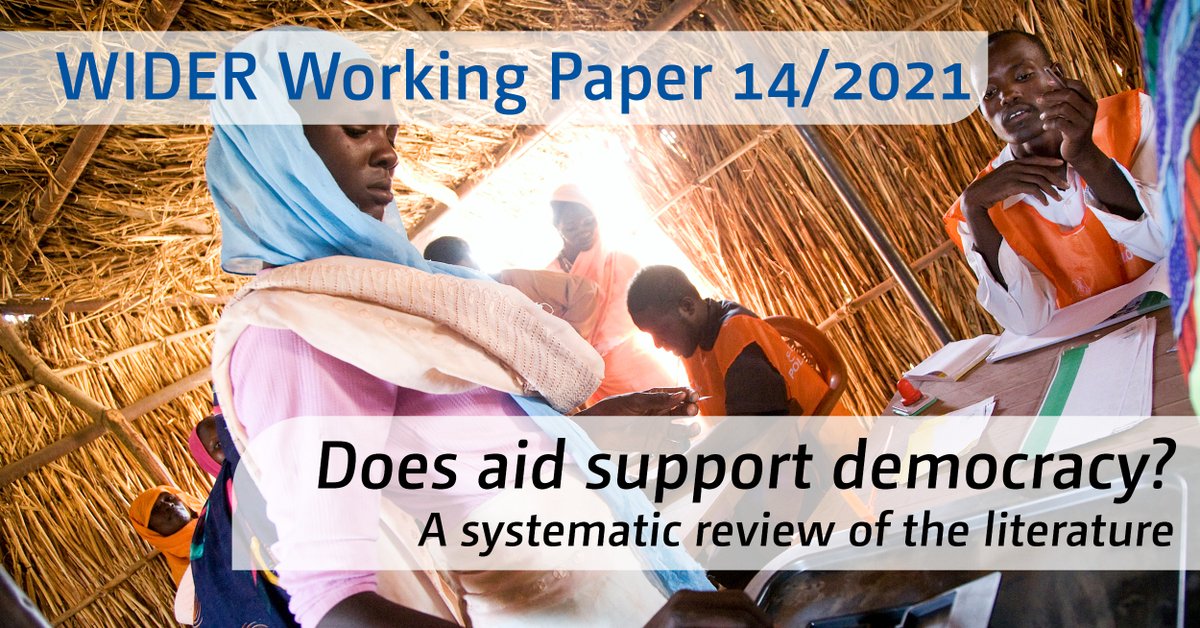 Does #ForeignAid have positive impact on #democracy? New #WorkingPaper by <a href="/RGisselquist/">Rachel M Gisselquist</a> @MiguelNinoZ &amp; @mdsamarin takes stock of the literature on #aid &amp; democracy. Download it here: go.unu.edu/r8HDY #SDG16 @EBACommittee