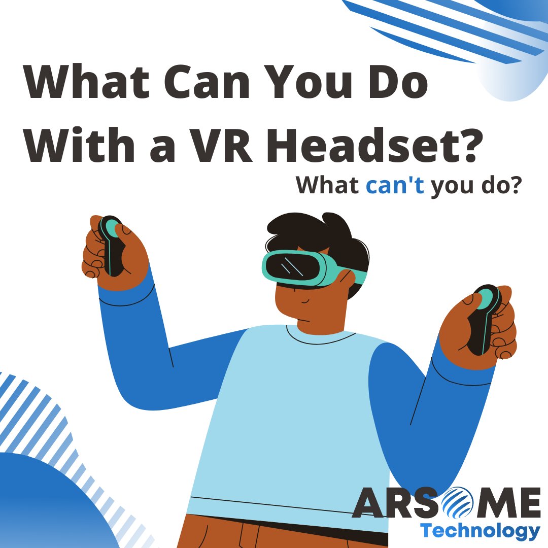 What can you do with a virtual reality headset? Maybe you just got one or maybe you're interested in buying one or 100 for your company for training. Learn more by reading our blogpost on this topic here: arsome.com/blogs/top-5-th…

#vr #oculusquest #virtualreality #vrheadset