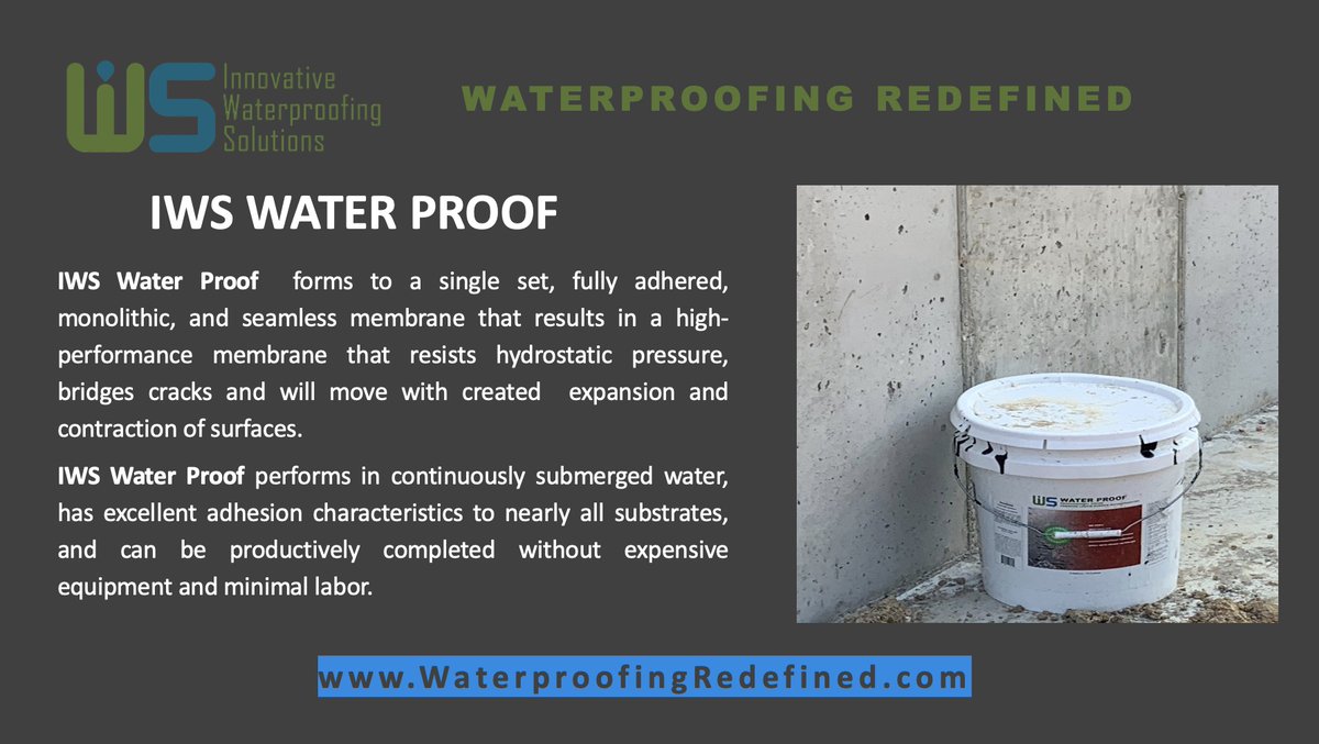 IWSWaterProof's tweet photo. IWS Water Proof forms to a single set, fully adhered, monolithic, and seamless membrane from the onset of application
#Waterproofing #WaterproofingRedefined #Concretewaterproofing https://t.co/QRhVUwcXRs https://t.co/RIUmlCSwRd