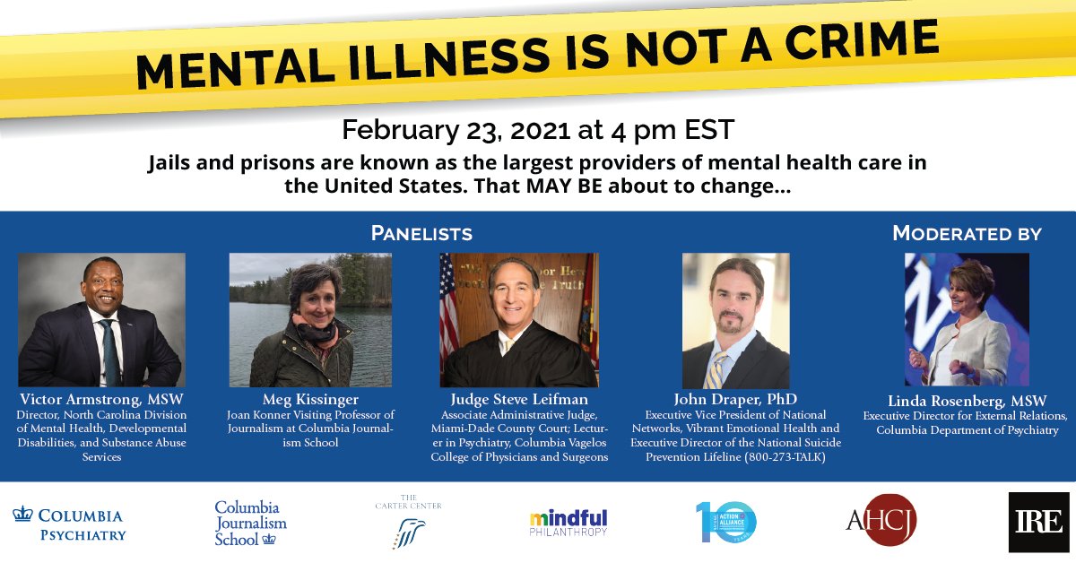 988Lifeline's tweet photo. Join our very own Dr. John Draper, Executive Director of @800273TALK, and other frontline experts, for a free webinar TOMORROW at 4PM EST during which they'll explore proposed solutions to decriminalize #mentalillness. Register here: https://t.co/VTjEvfMbPM https://t.co/khNy3DaMA0