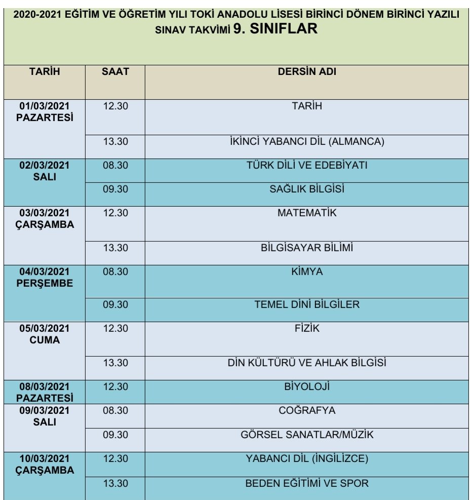 TokiLisesi's tweet photo. Toki anadolu lisesi sınav programı https://t.co/vWZ7BJPWwx