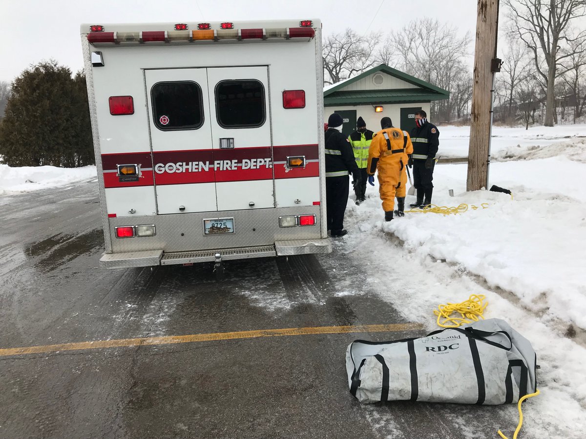 Goshen Fire Department held an "ice rescue" training exercise. With temperatures warming up, warn people to be careful around ice covered, lakes, ponds and rivers#4/6/10