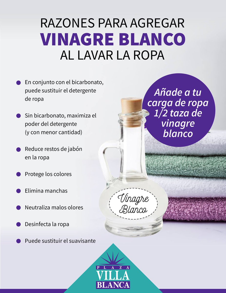 CCM Puerto on Twitter: "Échale un a los beneficios tiene el vinagre blanco para lavar tu ropa. #caguas #plazavillablanca https://t.co/8UepMGT0tr" / Twitter
