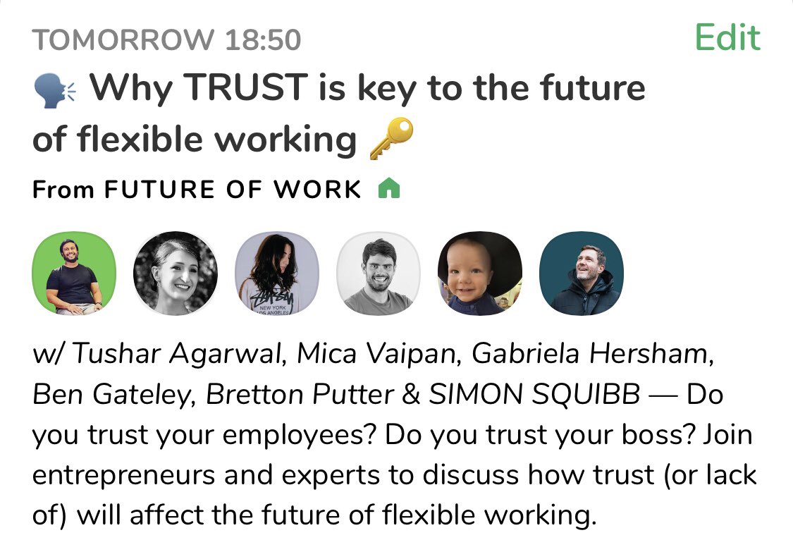 Do you trust your team to work remotely after lockdown? Do you trust your boss to do the right thing? Come and join us on #Clubhouse on Tuesday at 6.50pm to discuss how trust is the key to flexible working.