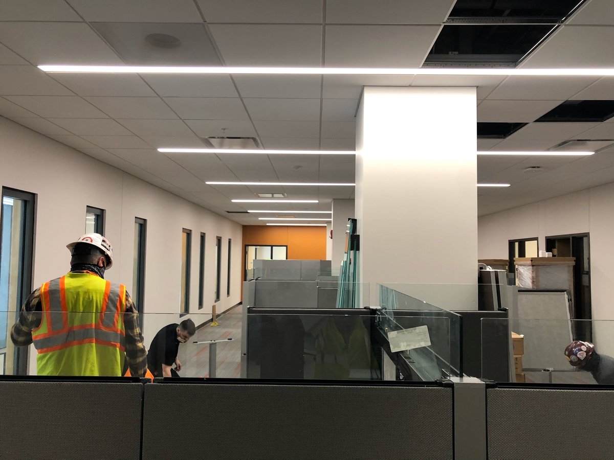 T2Designs's tweet image. Check out some #behindthescenes progress shots of a large, multi-phased project we've been working on for the past couple years! Workstation installations for an administrative suite this week.

#t2designs #commercialinteriordesign