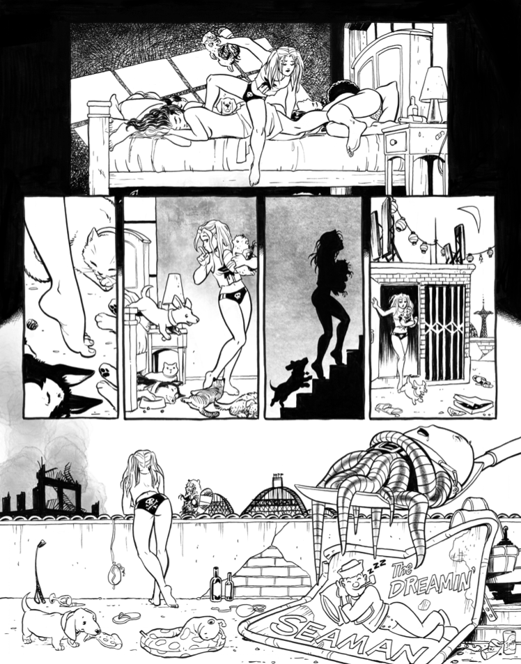 jpalmiotti's tweet photo. Some black and white line art from AMANDA CONNER. Her work is very deceiving in its simplicity. A lot of people used to dismiss her work, not understanding comics are about storytelling first. These pages tell a ton of story- even without word balloons. https://t.co/yF9YkoBMtF