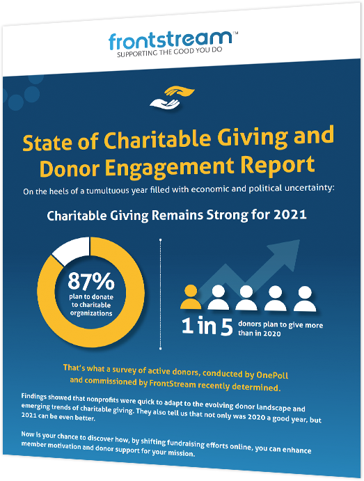 BiddingForGood's tweet image. @fundsforngos reports: nearly one in five donors plans to give more in 2021. Check out the article and find @FrontStream's State of Charitable Giving and Donor Engagement Report here: 

ow.ly/YQdw50DGG1M

#fundraisingtrends #fundsforngos #frontstream #panorama