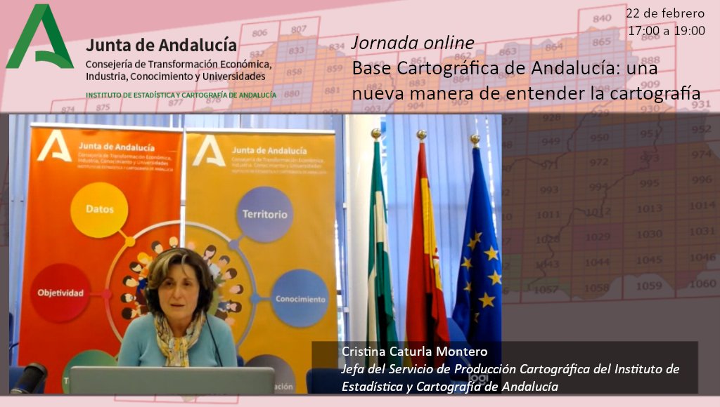 IECA_Andalucia's tweet photo. 🎤Cristina Caturla Montero, Jefa del Servicio de Producción Cartográfica de @IECA_Andalucia, nos explica cómo se ha configurado y construido la Base #Cartográfica de Andalucía #BCA10
🔗Aquí os dejamos el enlace de acceso a la #BCA10
https://t.co/cWs7StIM0k https://t.co/6hUKuMHJyI