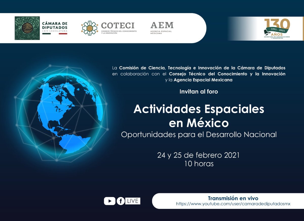 femia_news's tweet photo. 🚀🛰Conoce cuáles son las actividades espaciales en nuestro país y qué oportunidades hay para su desarrollo.

Este 24 y 25 de febrero sigue la transmisión del Foro Actividades Espaciales en México.

🌐https://t.co/9EKlqWqfk6

⏰Inicia 10 am. 

#Femia #MexicoinSpace #AEM #COTECI https://t.co/rzRm1eU67p