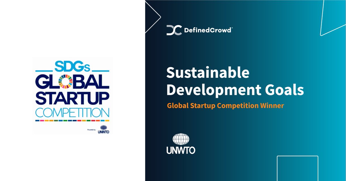 Definedai's tweet photo. 🏆 We’re thrilled to announce that #DefinedCrowd was selected as a winner in #SustainableDevelopment Goals Global #Startup Competition - powered by @UN's  @UNWTO, recognized for our contributions to SDG9 - Industry, Innovation and Infrastructure.
More 👉 https://t.co/R4ZzGH9jdE https://t.co/CCVxBwQYBq
