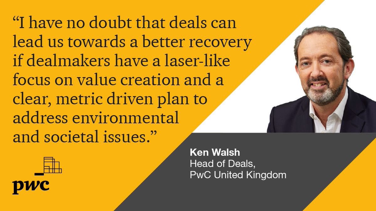 Many strands of evidence converge to support the theory that the corporate recovery from COVID-19 will be deals-led. In my latest article I share what I believe the key drivers of this recovery will be: pwc.to/37FinUK #valuecreation #actnowtorecover