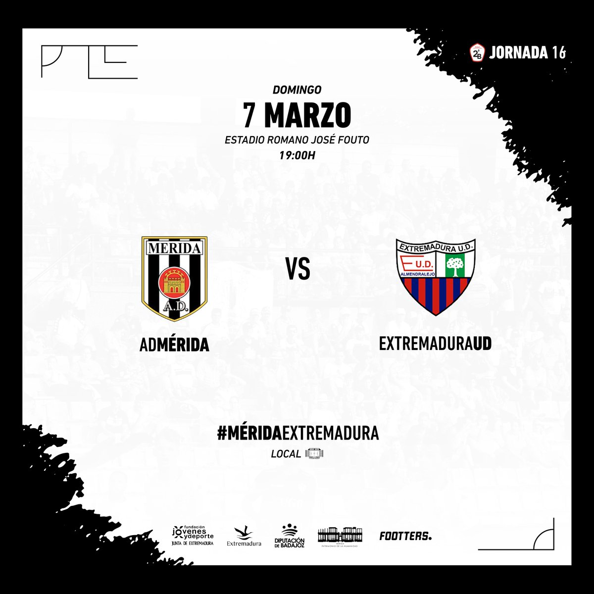 Merida_AD's tweet photo. ℹ️ HORARIO |

🆚 @EXT_UD 

📅 Domingo, 7 de marzo

⏰ 19:00 horas

🏟️ Estadio Romano José Fouto

📊 Jornada 16

#MéridaExtremadura
#DerbiExtremeño 🟢⚪️⚫️ https://t.co/7EmtmMW8yr