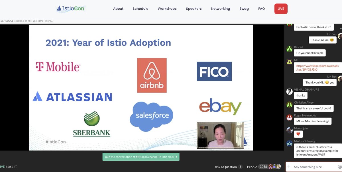 linsun_unc's tweet photo. 2021 - year of Istio adoption!!  day 1 keynote #IstioCon https://t.co/TnADhRFXCQ