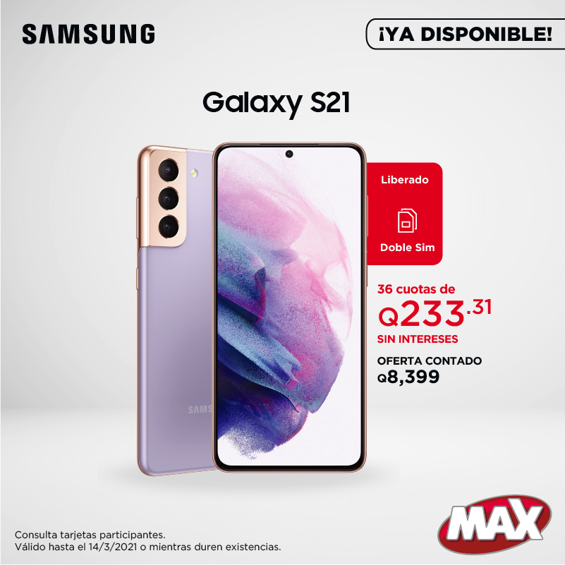 TiendasMAX's tweet photo. 🚨¡𝗬𝗔 𝗗𝗜𝗦𝗣𝗢𝗡𝗜𝗕𝗟𝗘 𝗟𝗔 𝗡𝗨𝗘𝗩𝗔 𝗟Í𝗡𝗘𝗔 #Galaxy 𝗦𝟮𝟭 𝗘𝗡 #TiendasMAX!🚨
Encuentra ya los nuevos celulares #Galaxy S21, S21 Plus y S21 Ultra en #TiendasMAX y #KioscosMAX📱.
Además, obtén regalos especiales en tu compra.😉 https://t.co/K5s4uoDjdm