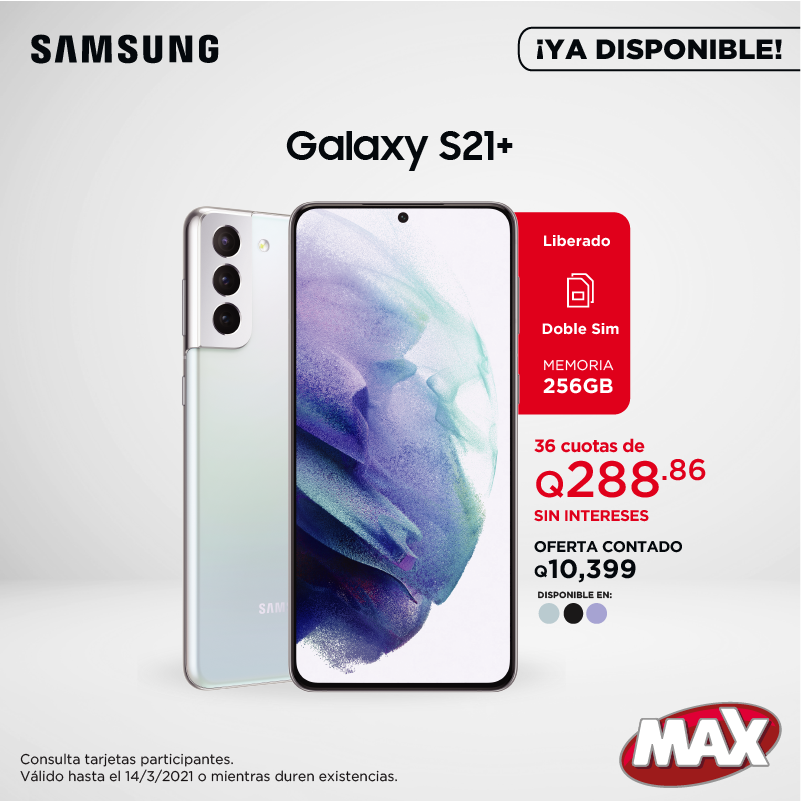 TiendasMAX's tweet photo. 🚨¡𝗬𝗔 𝗗𝗜𝗦𝗣𝗢𝗡𝗜𝗕𝗟𝗘 𝗟𝗔 𝗡𝗨𝗘𝗩𝗔 𝗟Í𝗡𝗘𝗔 #Galaxy 𝗦𝟮𝟭 𝗘𝗡 #TiendasMAX!🚨
Encuentra ya los nuevos celulares #Galaxy S21, S21 Plus y S21 Ultra en #TiendasMAX y #KioscosMAX📱.
Además, obtén regalos especiales en tu compra.😉 https://t.co/K5s4uoDjdm