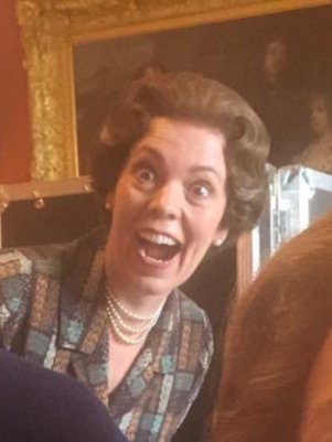  Happy birthday! Here is a picture of Olivia Colman as the Queen which ALWAYS makes me laugh. 