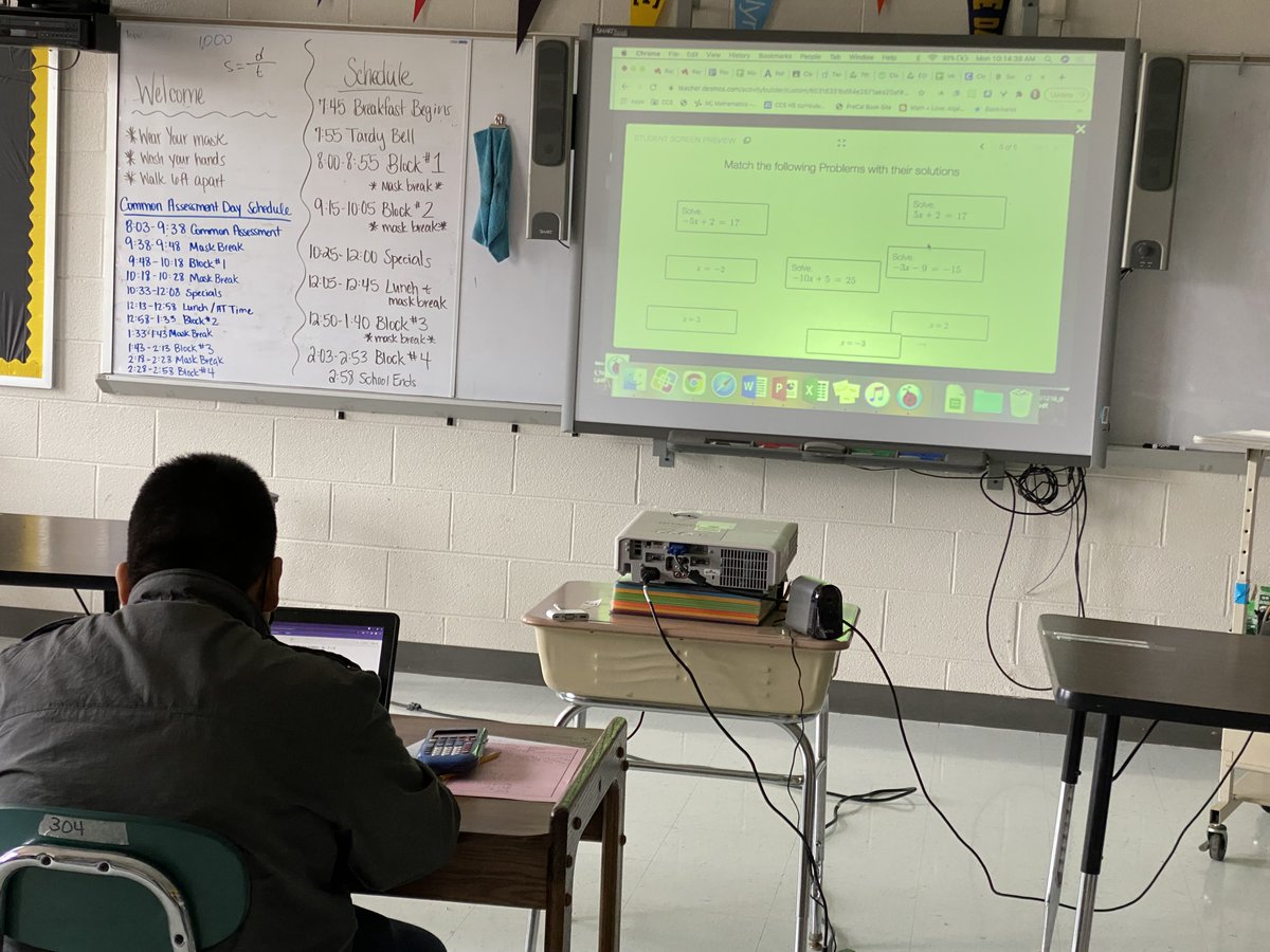 RobinM893's tweet image. How are students engaged? Its Digital Learning Week at @ChathamMiddle. Students are practicing Two-Step Equations using Desmos card ordering &amp;amp; sort. #ChathamDigitalLearning #CMSRamsRock (Names are not student names Desmos is in anonymous mode)