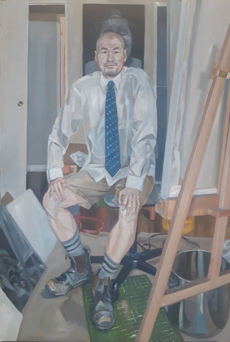 “Job Interview” oil on canvas. 24x36in. #selfportrait #torontoartist