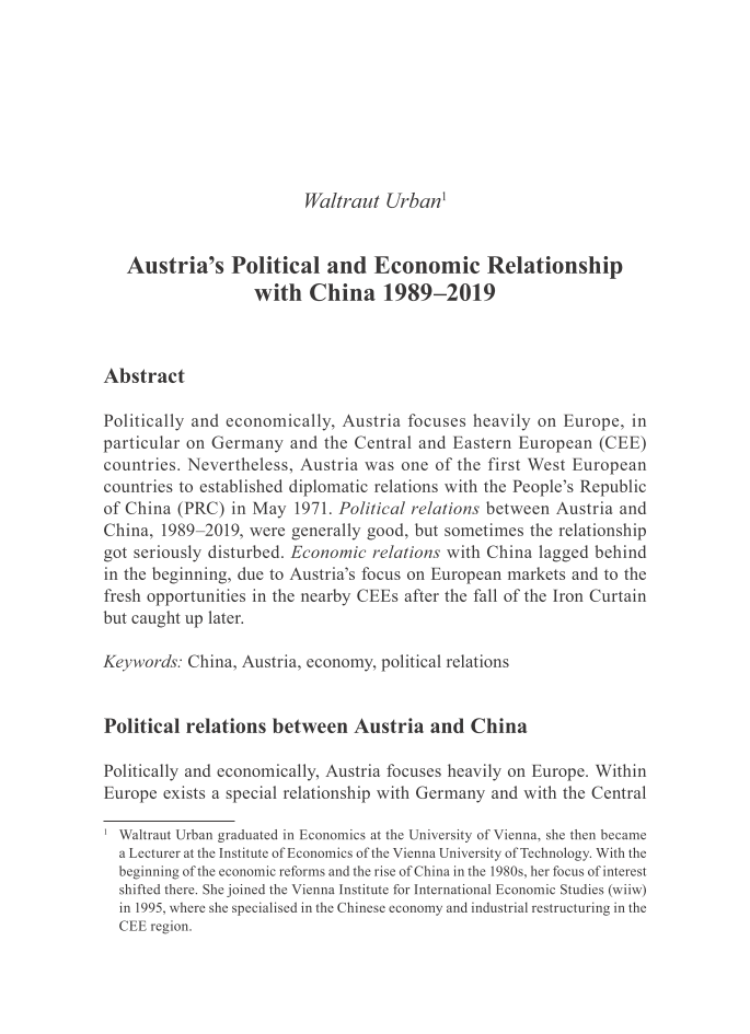 JuliaGruebler's tweet photo. 🇦🇹🇨🇳 #Austria's diplomatic relations w the #PRC started 50 years ago! @wiiw_ac_at associate & #China expert Waltraut Urban provides a great review of the last 3 decades in a new book ed. by @tamas_matura: https://t.co/t6SSHABFbn
@MapInfluenceEU @chinaobservers #17plus1 #CEE #BRI https://t.co/rjK7Fqunc7