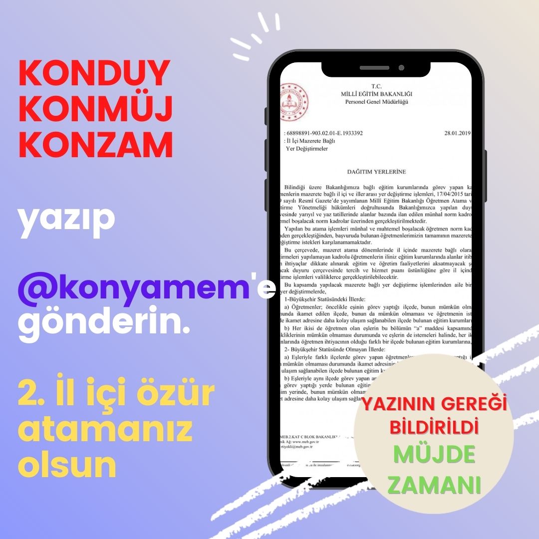 <a href="/SeyitAliBuyuk/">Seyit Ali Büyük</a> KonyaİlMem DuyuruZamanı

İki il arası mesafeden uzak ilçeler var. Aileler parçalanmış durumda aynı il fakat ayrı iki ev.

<a href="/TCKonyaValiligi/">Konya Valiliği</a> <a href="/konyamem/">Konya İl MEM</a> <a href="/SeyitAliBuyuk/">Seyit Ali Büyük</a> <a href="/servetal61/">Servet ALTUNTAŞ</a> <a href="/myilmaz2023/">MUSTAFA YILMAZ 🟢</a> <a href="/erkanyakisir/">Erkan Yakışır</a> <a href="/OkanTekkalan/">T E K K A L A N</a> <a href="/MustafaSAKARYA/">Mustafa SAKARYA 🇹🇷</a> <a href="/meb/">Maria Elena Boschi</a> <a href="/DogrulVeli/">Veli Dogrul</a> @ofbalki <a href="/ebskonya/">EBS Konya 1</a> @teskonya2