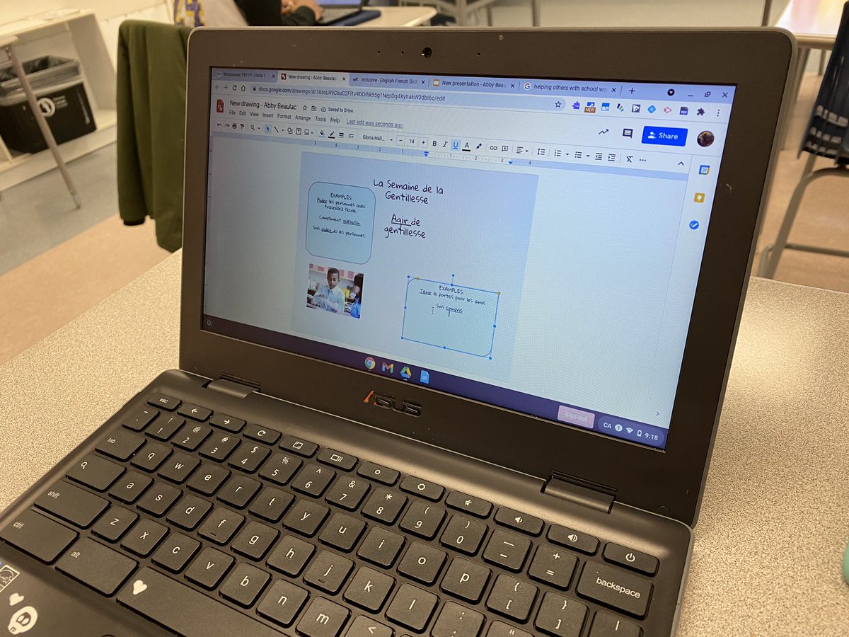 ErinBerthelot1's tweet photo. @MotherTeresaHS kindness week started today!

In #FSF1P we used Google Draw to make posters “en français” about kindness week. 

We examined new French vocabulary words to use when talking about being kind. 

.
.
.

@PeaceDaly 
#ocsbKindess
#ocsbFSL
#ocsbLT 
#SMTbeTheNiceKid https://t.co/jP3iAWwAFG