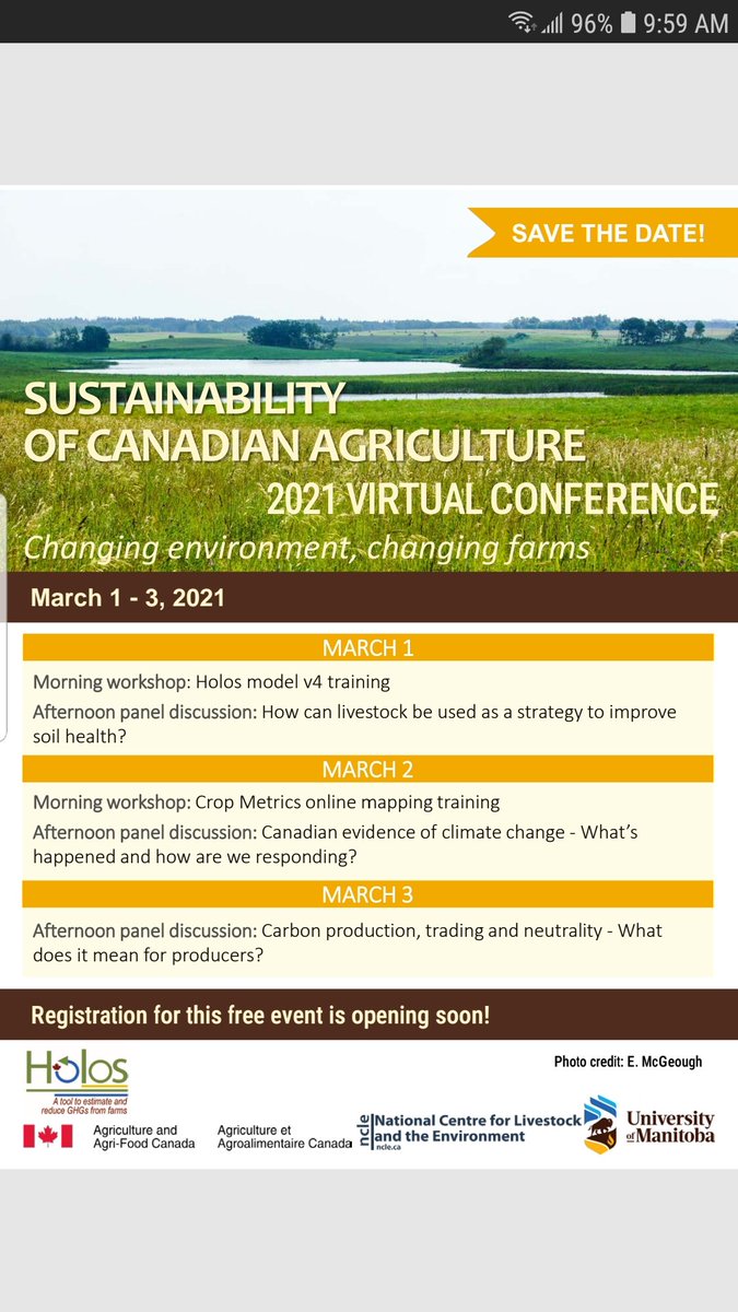 roland_kroebel's tweet photo. There is still time (until Thursday Feb 25th to register) - Sust of Can Ag, Mar 1- 3: https://t.co/OUErxKXPPs

@CSSS_Soils, could you share? thx https://t.co/M9eIBxLRLR