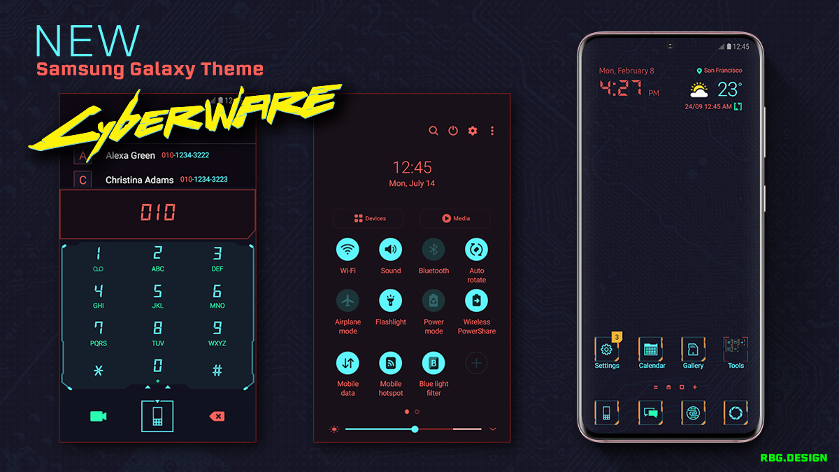 RBGDesignLLC's tweet image. Cyberware, the name of my new Galaxy Theme, is still under review. That is typically a bad sign, but South Korea was celebrating Seollal; so any day now... I'll post an update as soon as it is live but in the mean time, here is a sneak peak!