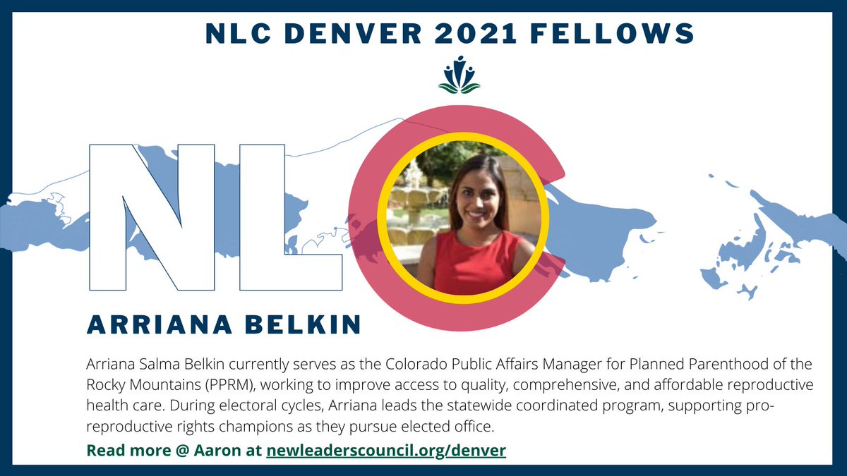 NLCDenver's tweet image. Arriana Belkin is a NLC 2021 fellow! As the Public Affairs Manager for Planned Parenthood of the Rocky Mountains, Arriana works to improve access to quality, comprehensive, and affordable reproductive healthcare. #NLC #NLCFamily
Learn more about Arriana:
buff.ly/37inhqj