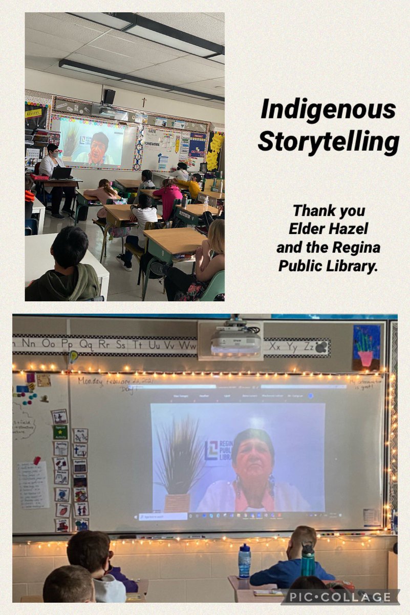 StGregoryRCSD's tweet photo. Thank you to Elder Hazel for sharing her Indigenous stories with our Grade 4/5 and 2/3 students.  Traditional stories included how the turtle got it’s shell and how the months of the year came to be. Our students enjoyed listening during National Indigenous Storytelling Month. https://t.co/8k4yYtvaEW