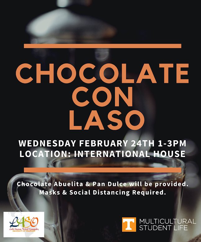 Buenas! Join us for another coffeehouse where we will be serving Chocolate Abuelita con pan dulce ☕️✨ Stop by from 1-3pm at the IHouse for these sweet treats!
