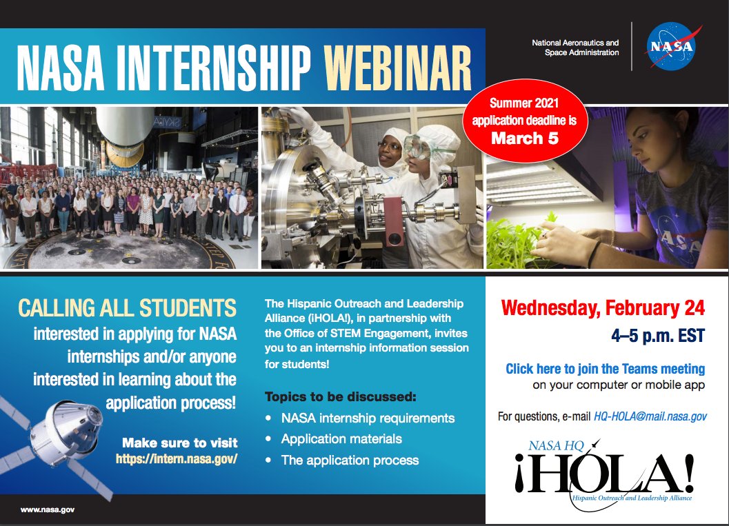 LAVC_STEM's tweet photo. NASA INTERNSHIP WEBINAR! https://t.co/mmHIr1b3dJ