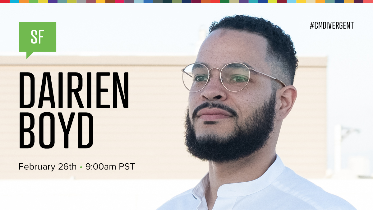 Sign up for Friday's talk with Dairien Boyd

<a href="/dairien/">Dairien</a> will share how <a href="/mmhmmapp/">afaq ali</a> was build as a rapid response to the rise in remote work. And how <a href="/allturtlesco/">All Turtles</a> is reimagining how we communicate and experiment with new interaction models.

bit.ly/2NMI4M2 #CMDivergent