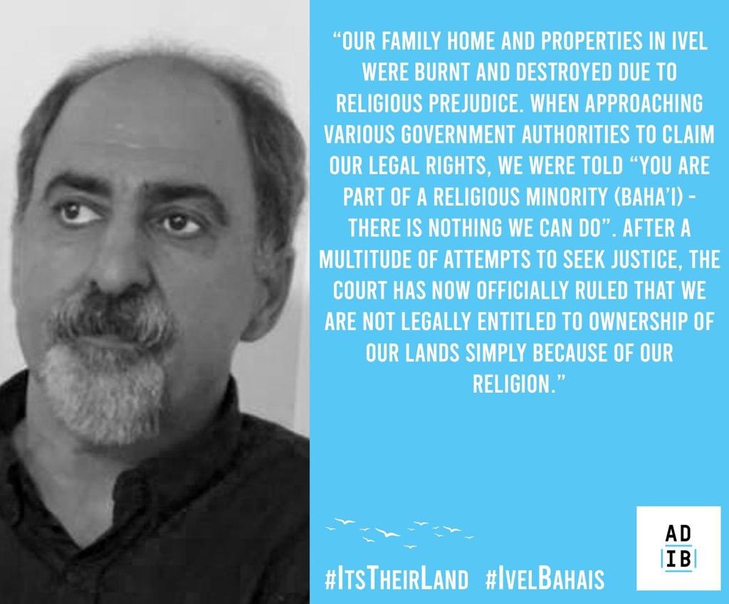 venuskhalessi's tweet photo. As Australians, our stories are rich &amp; diverse. These are personal testimonies from #IvelBahais who have witnessed &amp; suffered first hand from acts of religious prejudice. Socially displaced, homes burnt &amp; demolished, threatened &amp; abused. Now their lands confiscated #ItsTheirLand https://t.co/vRKbrHgcCb