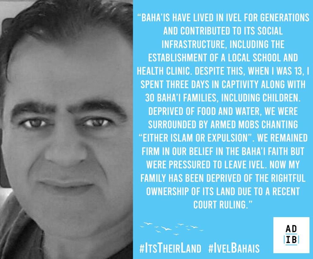 venuskhalessi's tweet photo. As Australians, our stories are rich &amp; diverse. These are personal testimonies from #IvelBahais who have witnessed &amp; suffered first hand from acts of religious prejudice. Socially displaced, homes burnt &amp; demolished, threatened &amp; abused. Now their lands confiscated #ItsTheirLand https://t.co/vRKbrHgcCb