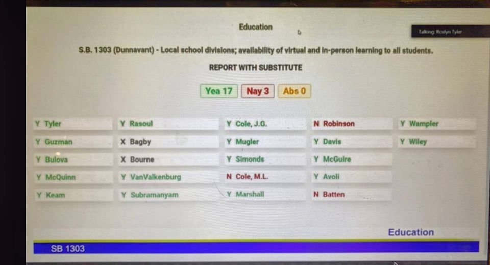 LCPSDoBetter's tweet photo. If you are in Virginia, call your delegate and ask them to vote for SB 1303 (Dunnavant) which goes for a full House vote early this week. Mandates 5 days in person. Northam can add an emergency clause to make it effective immediately! https://t.co/yJHHlb6j1k