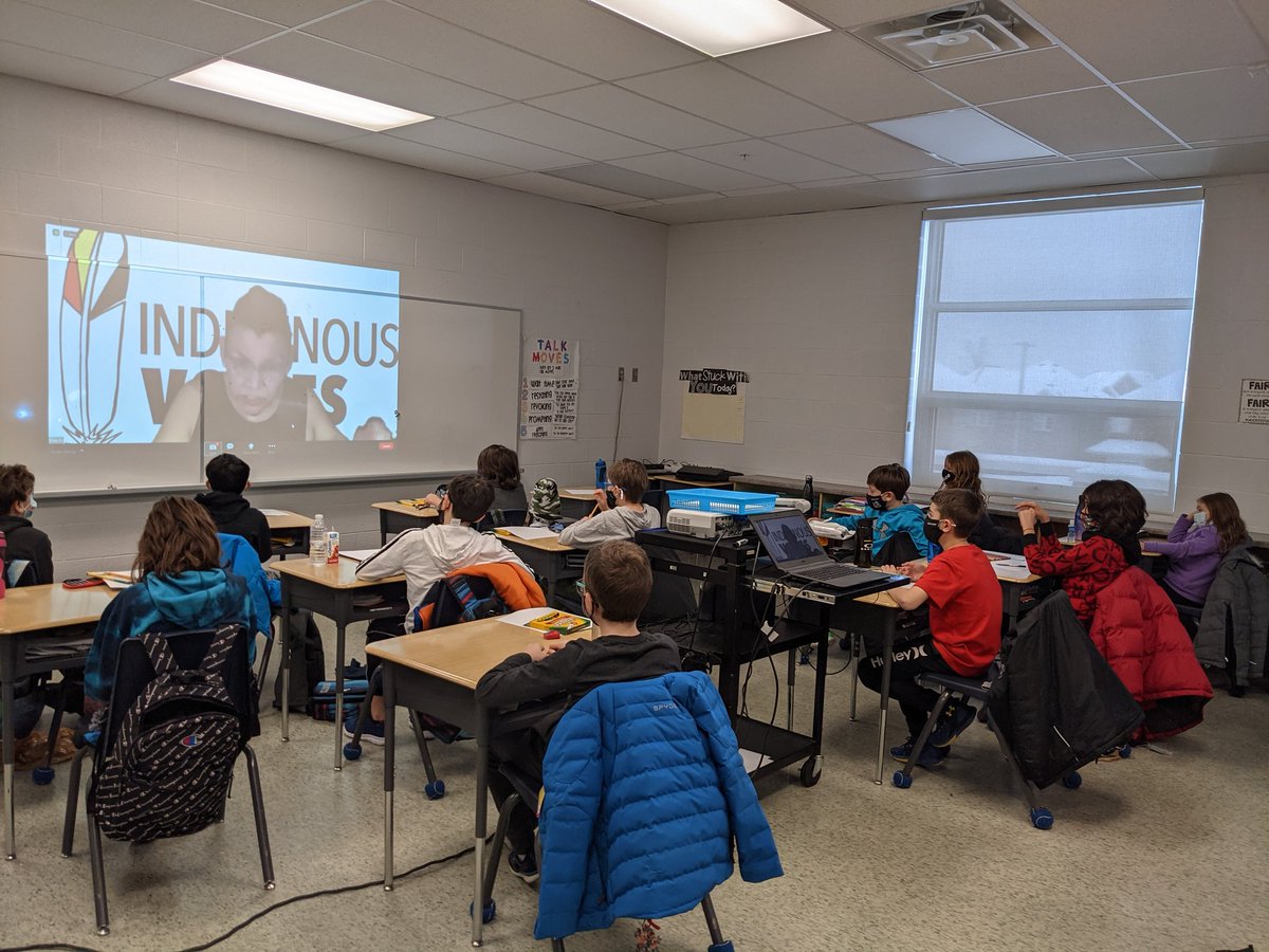 MrsKopstick's tweet photo. Today we participated in the Indigenous Voice art lesson from the ROM. We learned about Indigenous symbols and flags. Students then created a flag with symbols that represented themself. @afpsyr https://t.co/87uD6lALW6