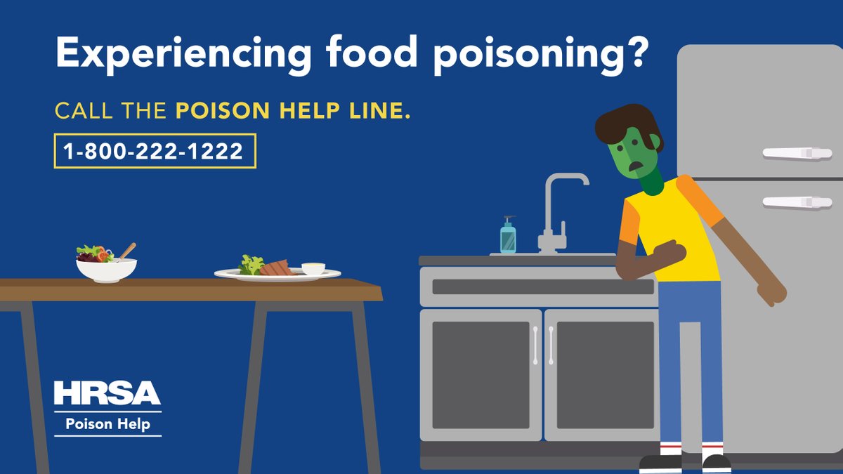HRSAgov's tweet photo. Be sure to #WashYourHands & counters before preparing #food to avoid #FoodPoisoning, and also don't let food sit out at room temperature for > 2 hours.
Call the #PoisonHelpLine at 1-800-222-1222 with questions/in case of an emergency. More from #HRSA: https://t.co/ihFSCfFiGo https://t.co/mKQj8doqM7