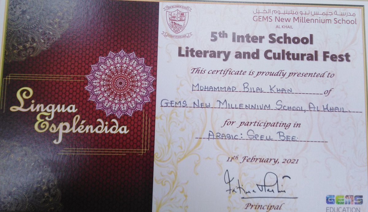 HalaAtia3's tweet image. لقد أبدع طلاب المرحلة المتوسطه في مسابقة الهجاء العربي من خلال المشاركة في المسابقة مع العديد من المدارس المختلفة
Congratulations Ashutoush,Bilal and Joella
طلابي وأفتخر بكم 👏👏
@Fatima_Martin @JayarajVenetia @NMSArabic @gemsnms_alkhail
#Gemsnms_alkhail
#جيمس_بالعربية