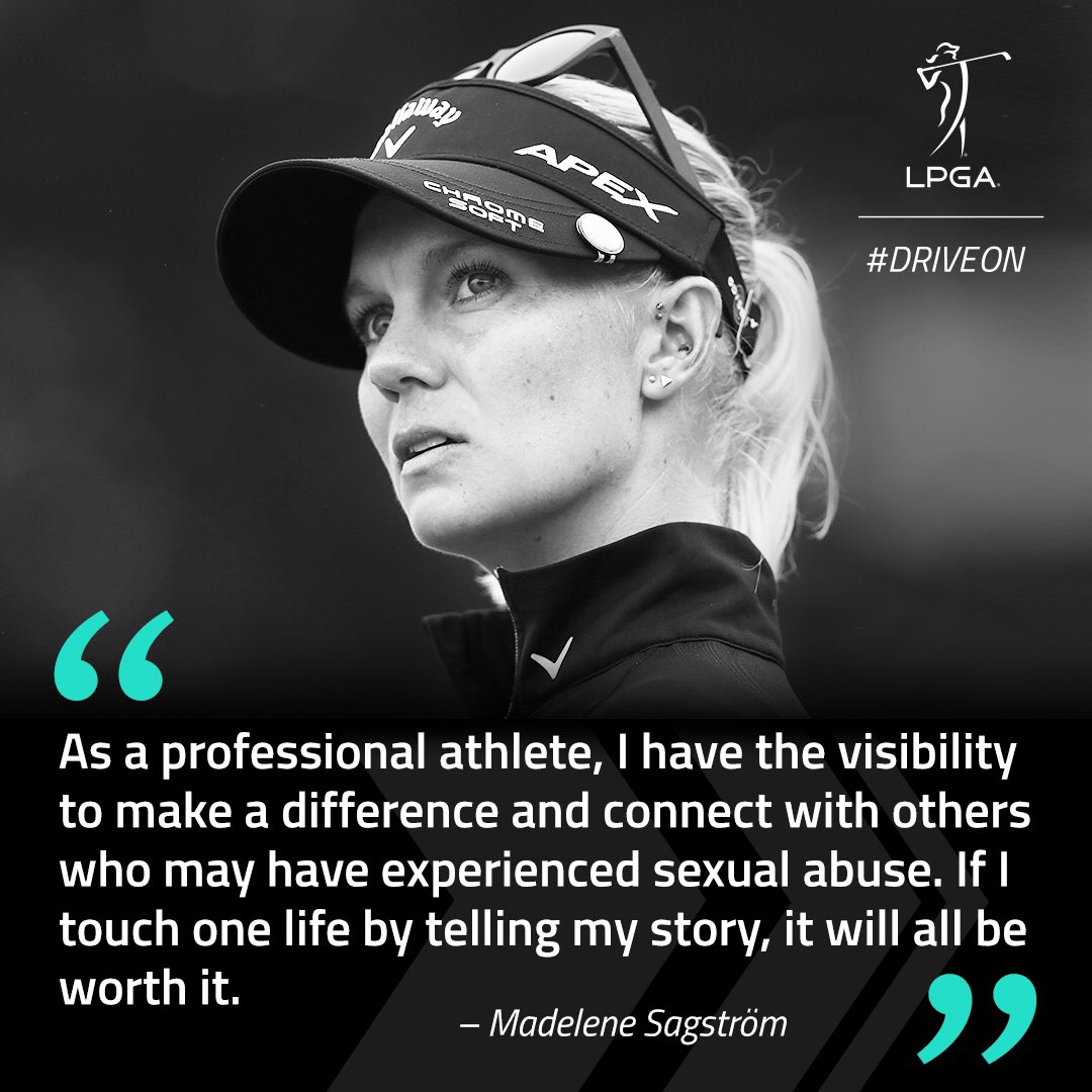 LETgolf's tweet photo. Madelene Sagstrom’s story is a very personal story of violation, introspection, allyship, strength &amp; triumph. 

She has shared it in the spirit of helping others ❤️ 

Read Madelene’s #DriveOn story: https://t.co/Z61fdZe6s6 https://t.co/wCd3uLzpoZ