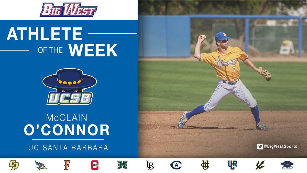 BigWestSports's tweet image. Congrats to @UCSB_Baseball McClain O'Connor for nabbing the first #BigWest honor of the season. 🤠👏

⚾️Belted .444 batting % with .462 on-base %.
⚾️Tallied 4 runs, 2 doubles, triple, home run.
⚾️All hits went for extra bases for a 1.222 slugging %.

📎bit.ly/3aIvIgV