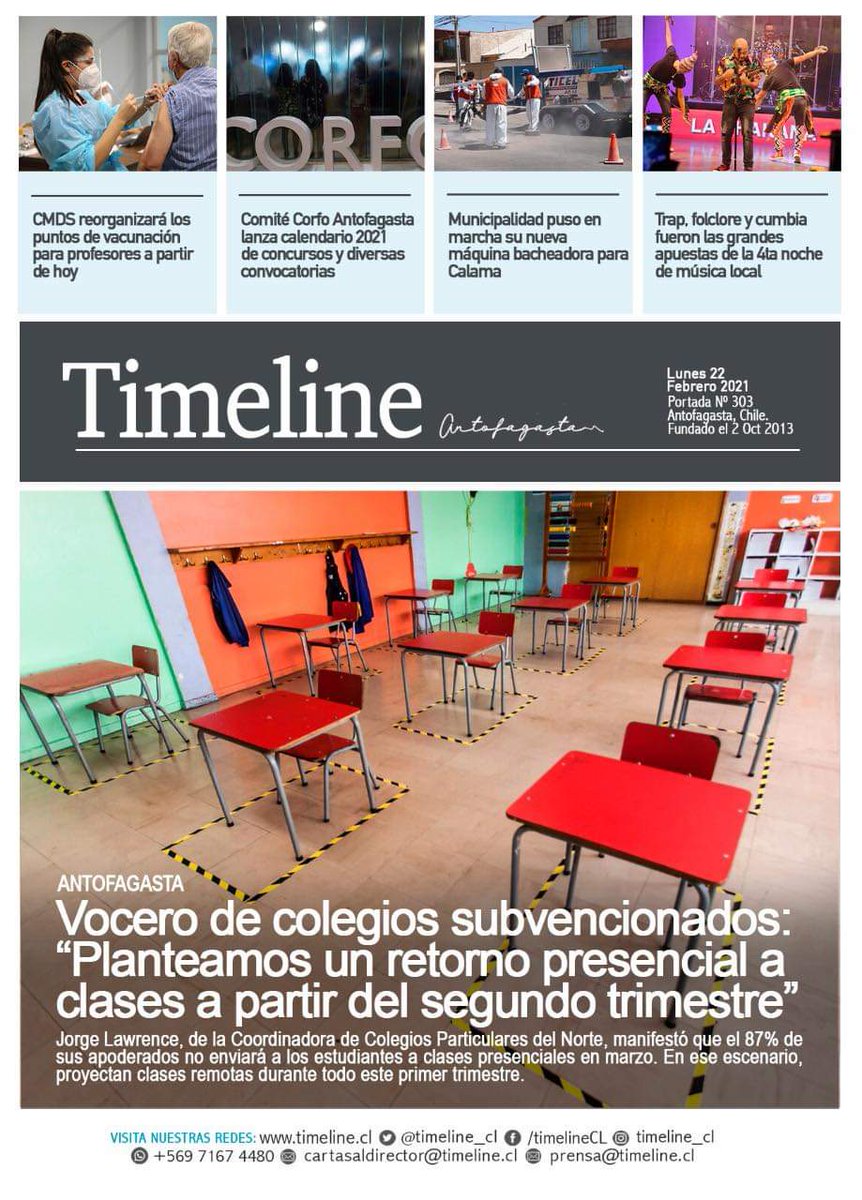 Compartimos la entrevista a Jorge Lawrence publicada en  @timeline_cl sobre el retorno presencial a clases. Una  encuesta de <a href="/coord_copanor/">Coordinadora COPANOR</a> arrojó que el 87% de los apoderados no enviará a sus hijos a clases en marzo.
#Antofagasta
#Calama
<a href="/region2cl/">Region2.cl</a>
<a href="/region2tv/">Region2 TV</a>