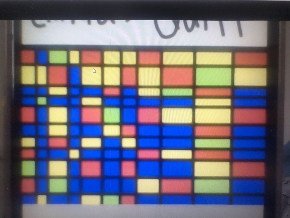 kristadgoulding's tweet image. Learning about Percent. Students were given a selection or ratios, decimals and fractions and asked to find the percent and then represent the colors on a quilt of 100 patches! Super impressed! @NLESDCA @BishopFeild #asynchronouslearning