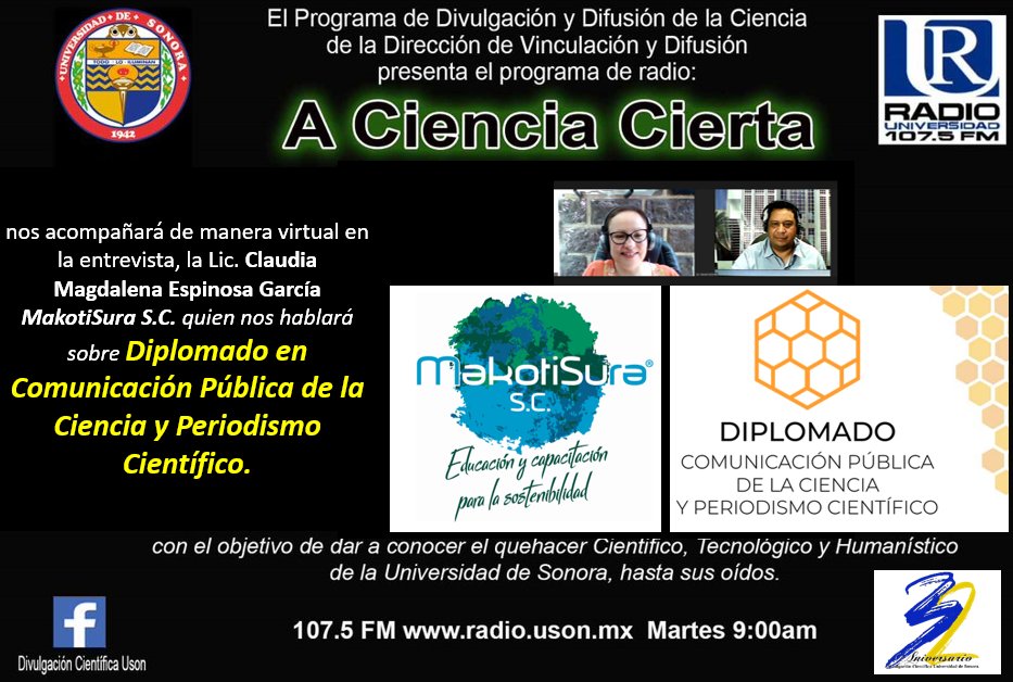Divulgo_Ciencia's tweet photo. Este martes no te pierdas la transmisión del programa #ACienciaCierta en el cual estaremos hablando sobre las ventajas de tomar el diplomado #CienciaYPeriodismo. Agradecemos a la Universidad de Sonora y a Radio Universidad 107.5FM.

Síguelo también por https://t.co/nTqxiL1VyI 📻 https://t.co/wO5UtTlB1o