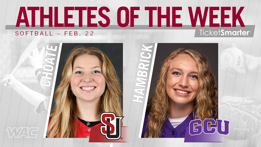 Congratulations to <a href="/GoSeattleU/">Seattle U Athletics</a>'s Ally Choate and <a href="/GCU_Lopes/">GCU Lopes</a>' Jacie Hambrick on being named our <a href="/TicketSmarter/">TicketSmarter</a> #WACsb Athletes of the Week!🥎
👉bit.ly/3uioxUx