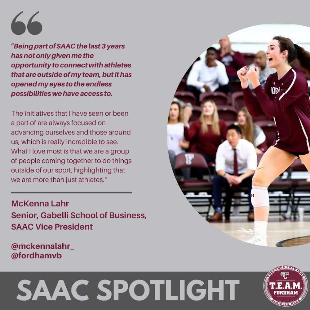 SAAC Spotlight - McKenna Lahr⁣
⁣
<a href="/McKennaLahr_/">Ken</a> , <a href="/FordhamSAAC/">Fordham SAAC</a> Vice President, is an extraordinary role model for our Fordham Student-Athletes. As a senior, McKenna has contributed to SAAC for three years, and she continues to provide a voice for the student-athletes on campus.