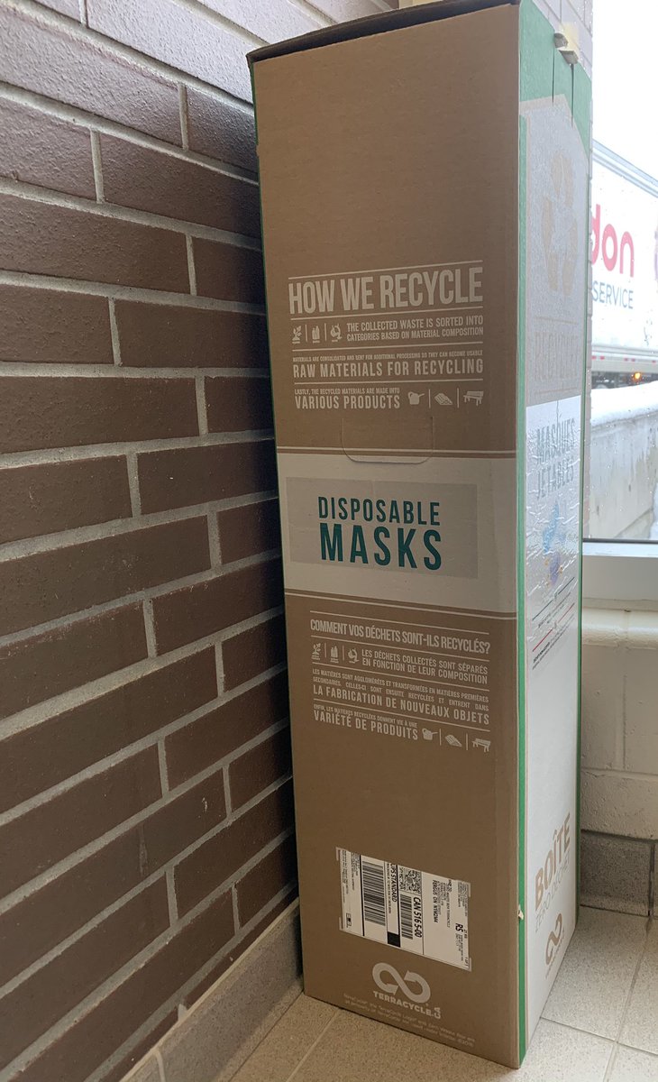 Finally getting back to the #environment @ DSSS. Too many disposables during this pandemic so we’ve found a way to recycle masks to #protecttheplanet. Look for these bins at certain exit points around the school &amp; remove straps for animal safety😷➡️🌳➡️🙂 <a href="/PDSB_eco/">Peel EcoSchools</a> <a href="/PeelSchools/">Peel District School Board</a>