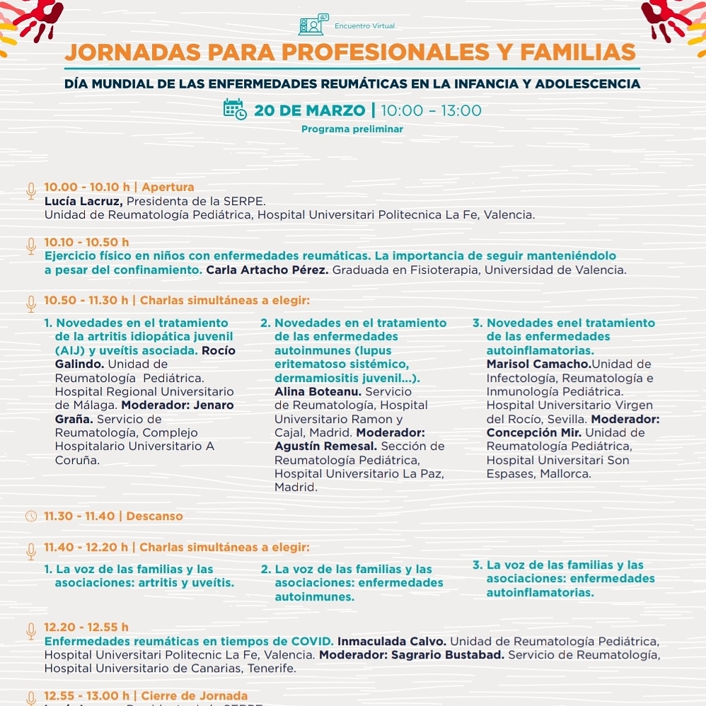 SERPE_ReuPed's tweet photo. 20 de marzo. Save the date! Jornada para profesionales y familias de niños con enfermedades reumáticas. Con el patrocinio de Abbvie y la colaboración de varios socios y asociaciones https://t.co/tcDYPSOqWp