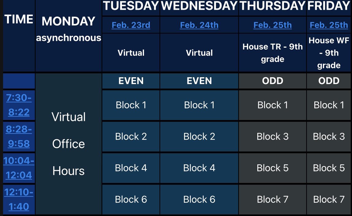 we hope you all enjoyed the long weekend! please don’t forget, class of 2022 that we begin classes tomorrow at 7:30. pictured below is this weeks bell schedule🦈